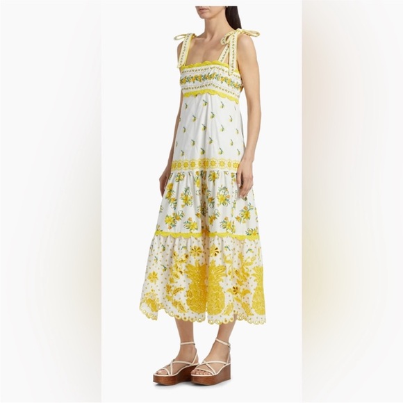 FARM Rio Dresses & Skirts - FARM Rio Sicily Richelieu Sleeveless Midi-Dress